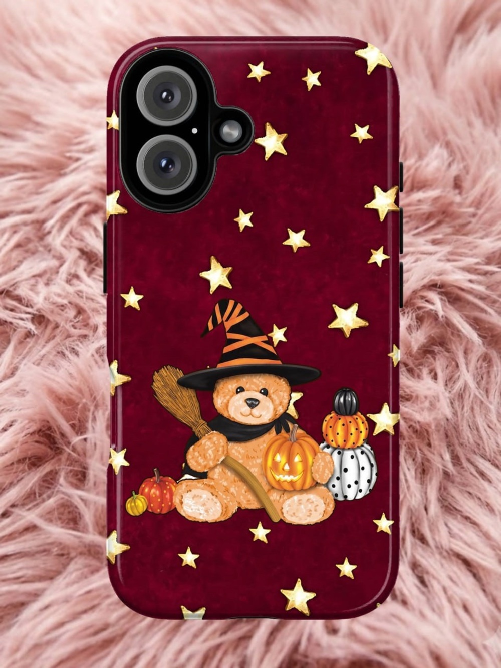 Halloween Be..ar Burgundy Phone Case - Unbranded